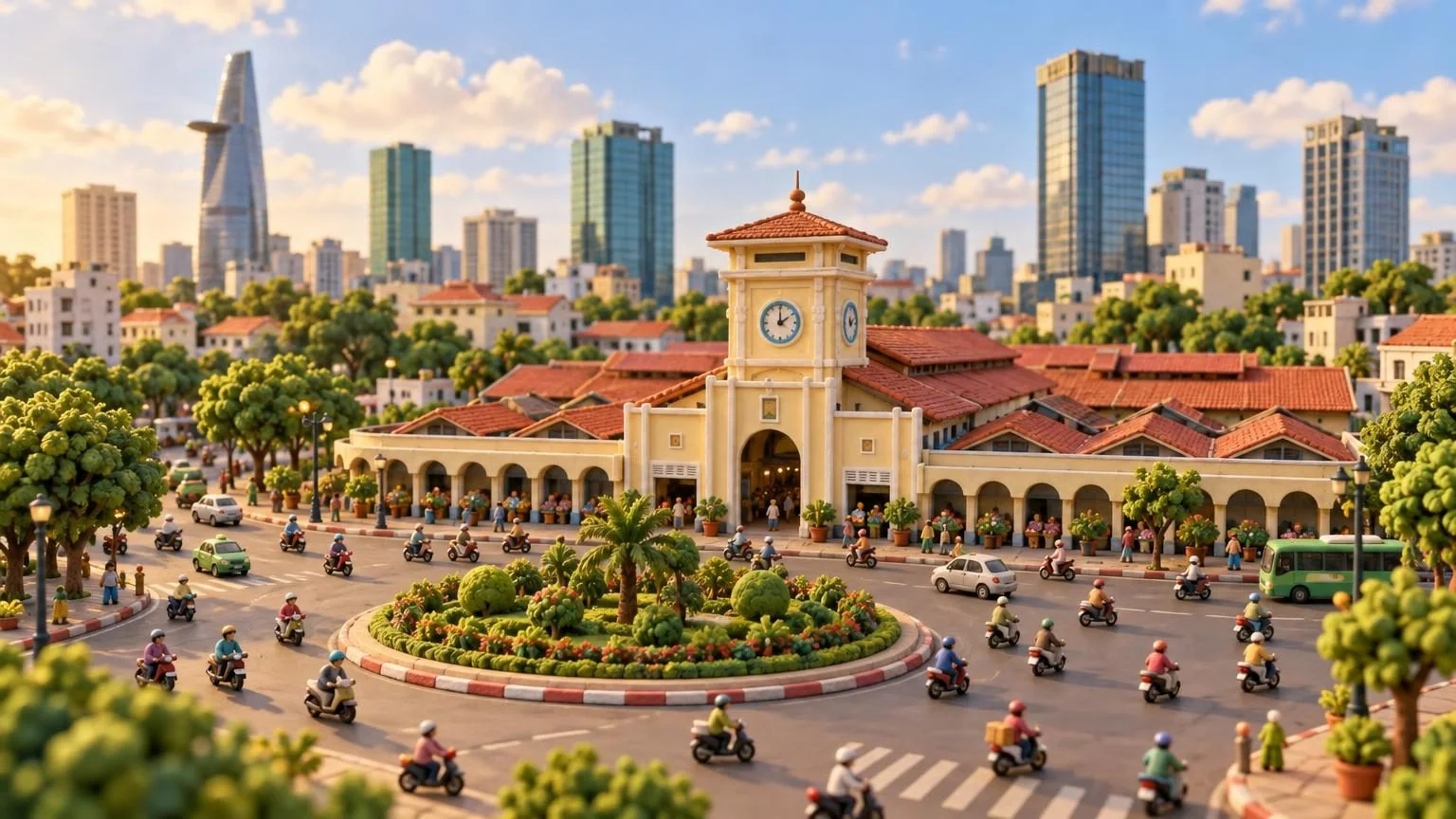 Wieża zegarowa targu Ben Thanh w Ho Chi Minh, model z gliny
