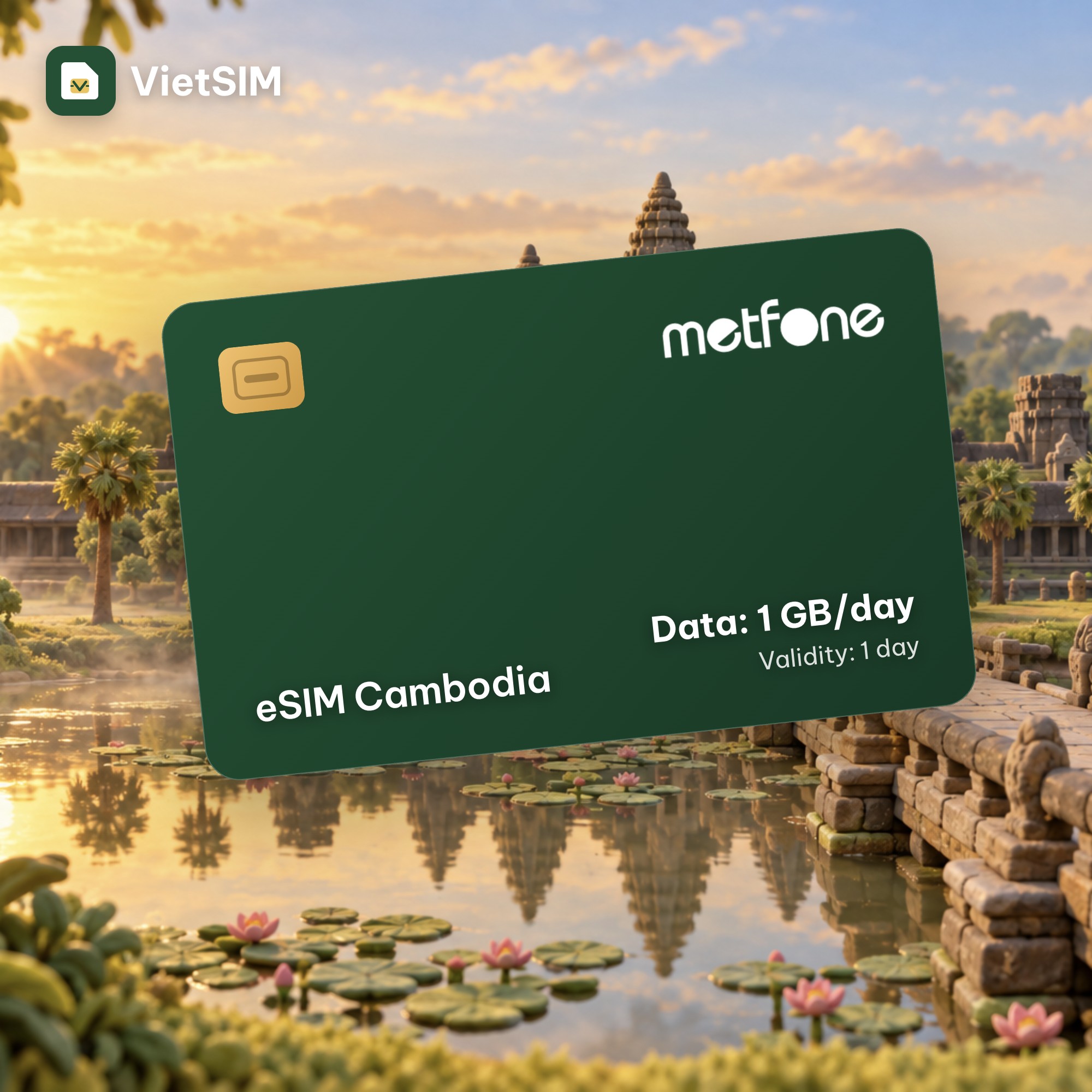 Cambodia eSIM Daily 1GB 1 day