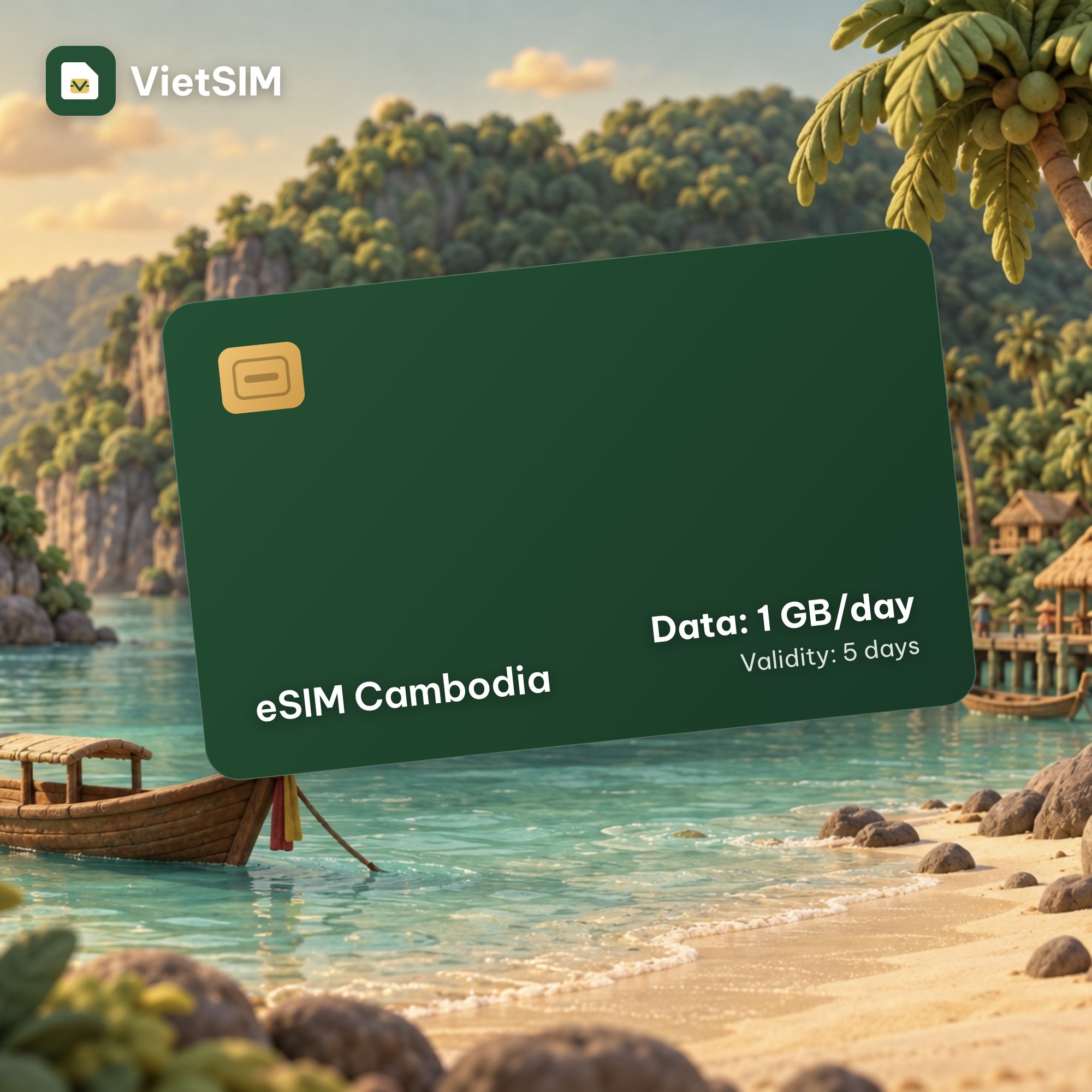 Cambodia eSIM Daily 1GB 5 days