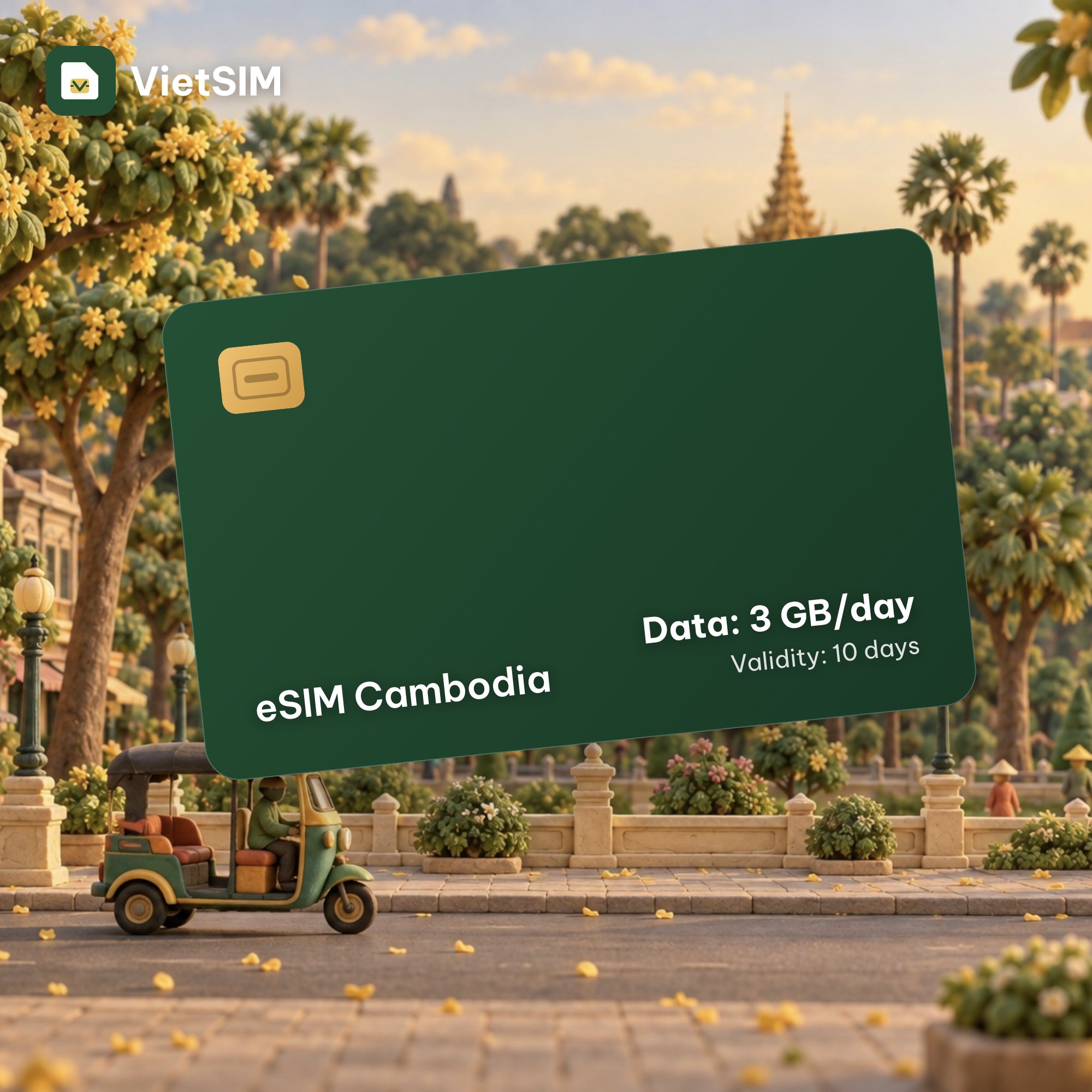 Cambodia eSIM Daily 3GB 10 days