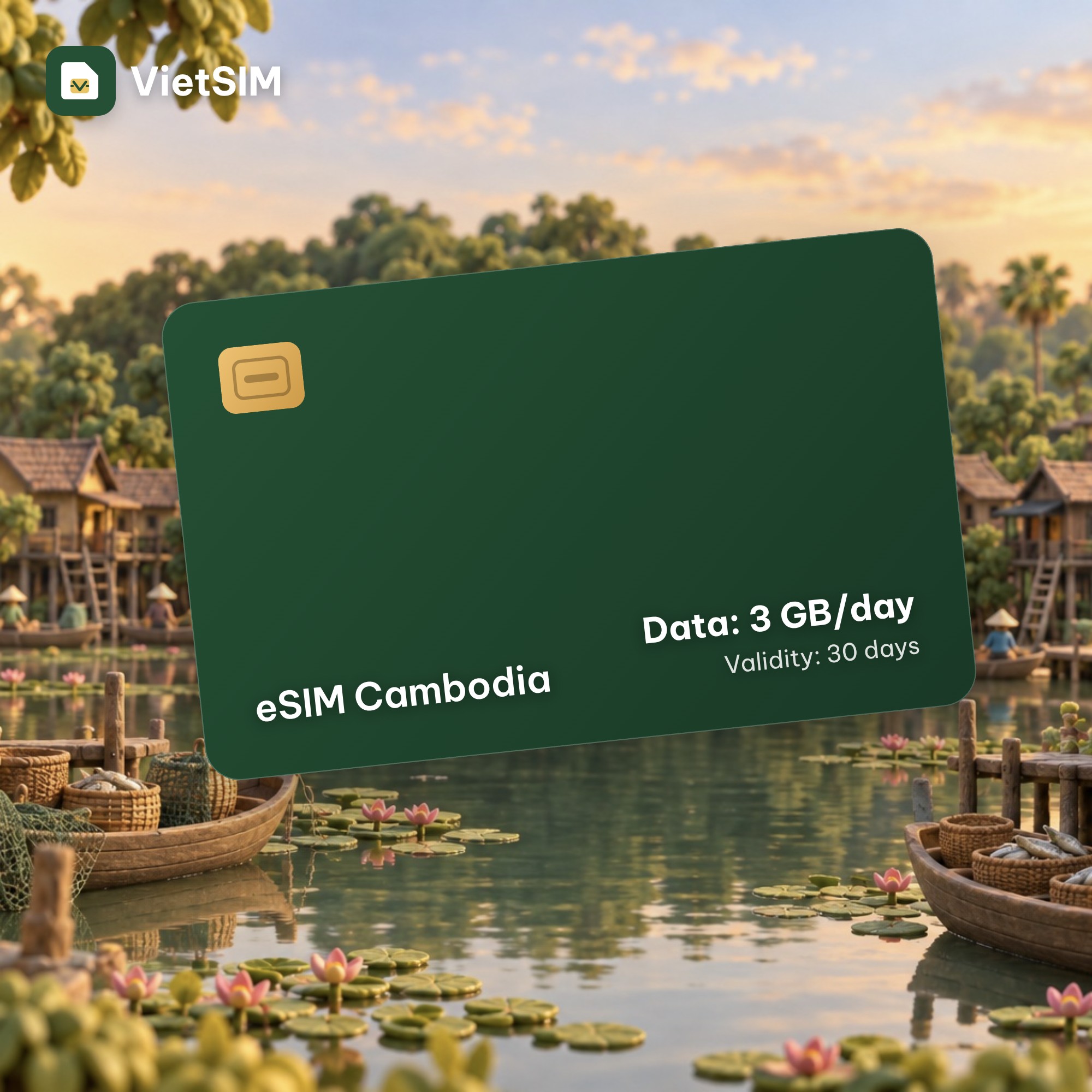 Cambodia eSIM Daily 3GB 30 days