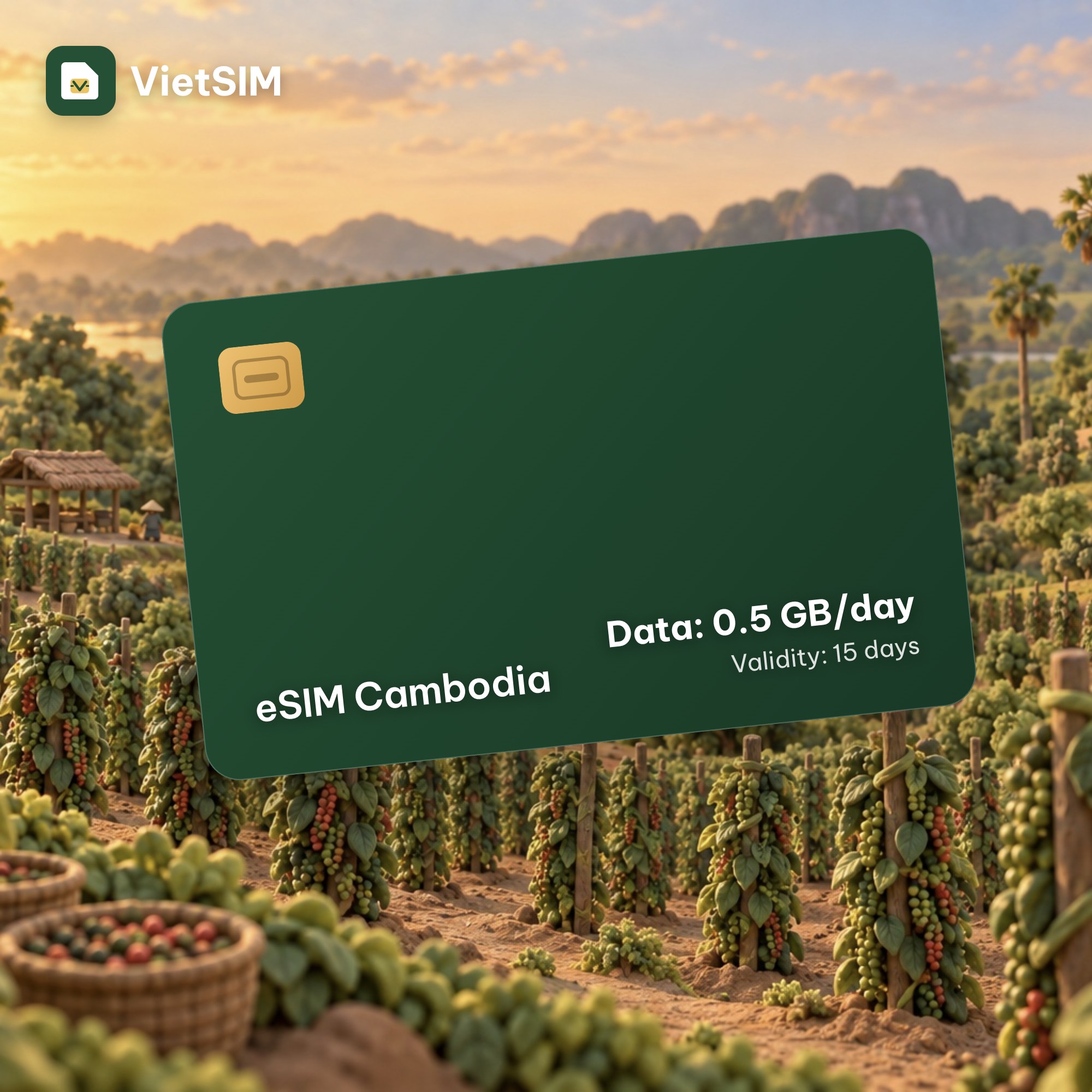 Cambodia eSIM Daily 500MB 15 days