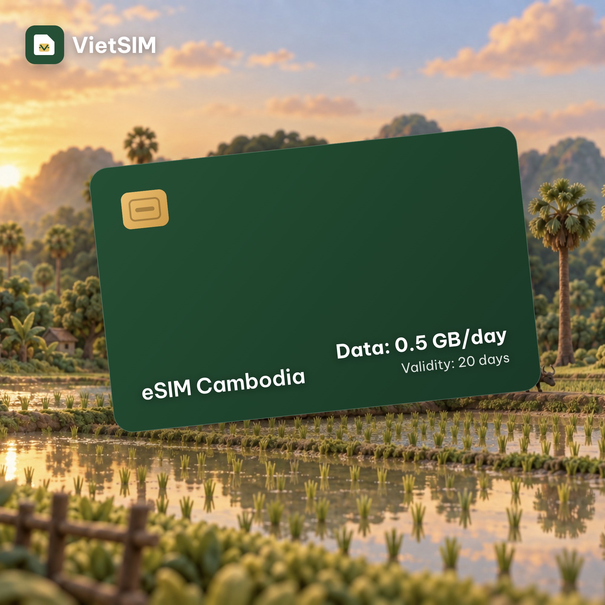 Cambodia eSIM Daily 500MB 20 days