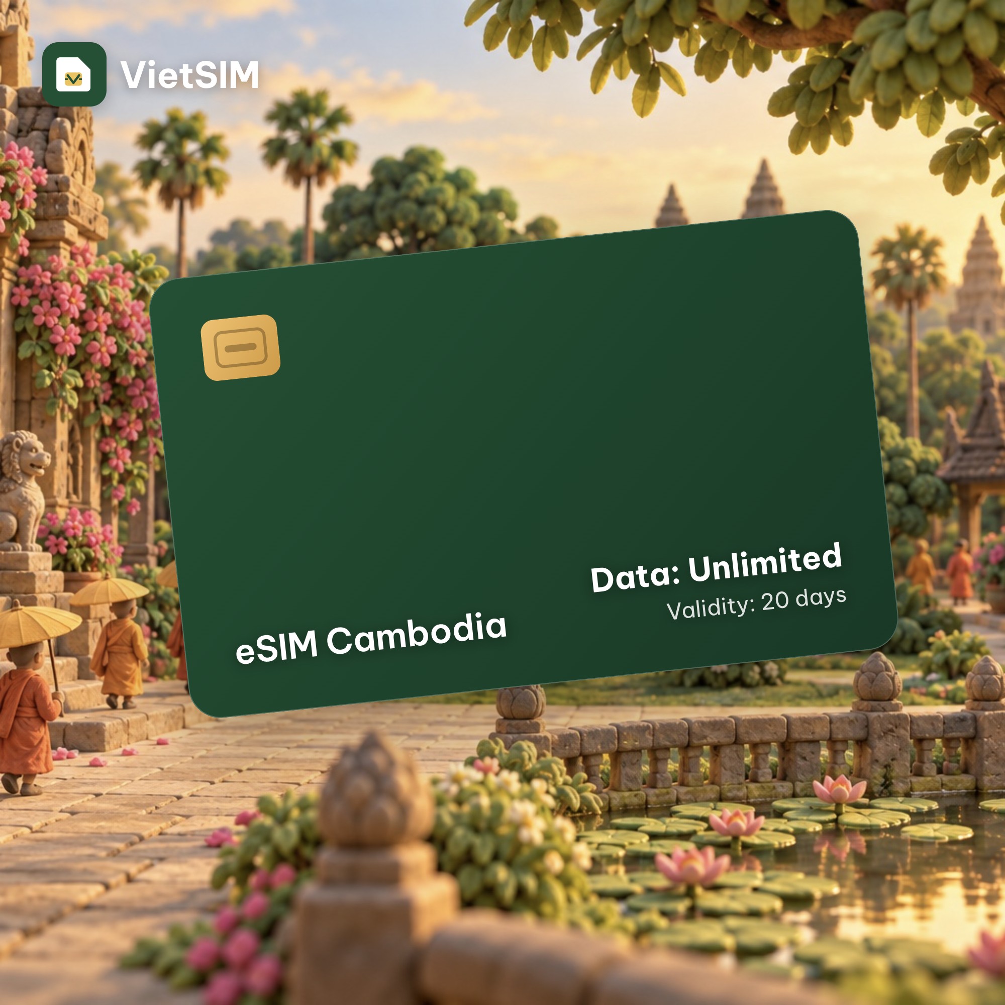 Cambodia eSIM Unlimited Data 20 days
