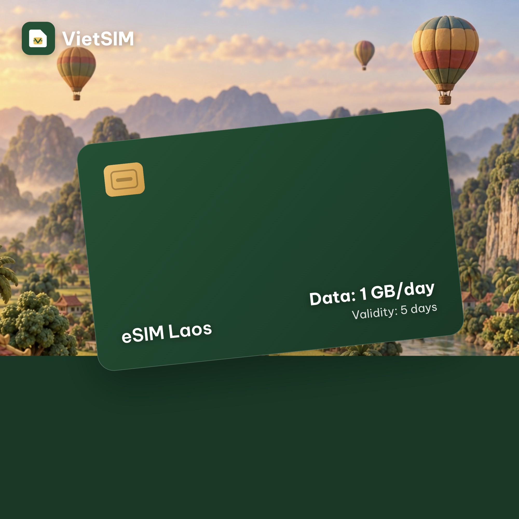 Laos eSIM Daily 1GB 5 days