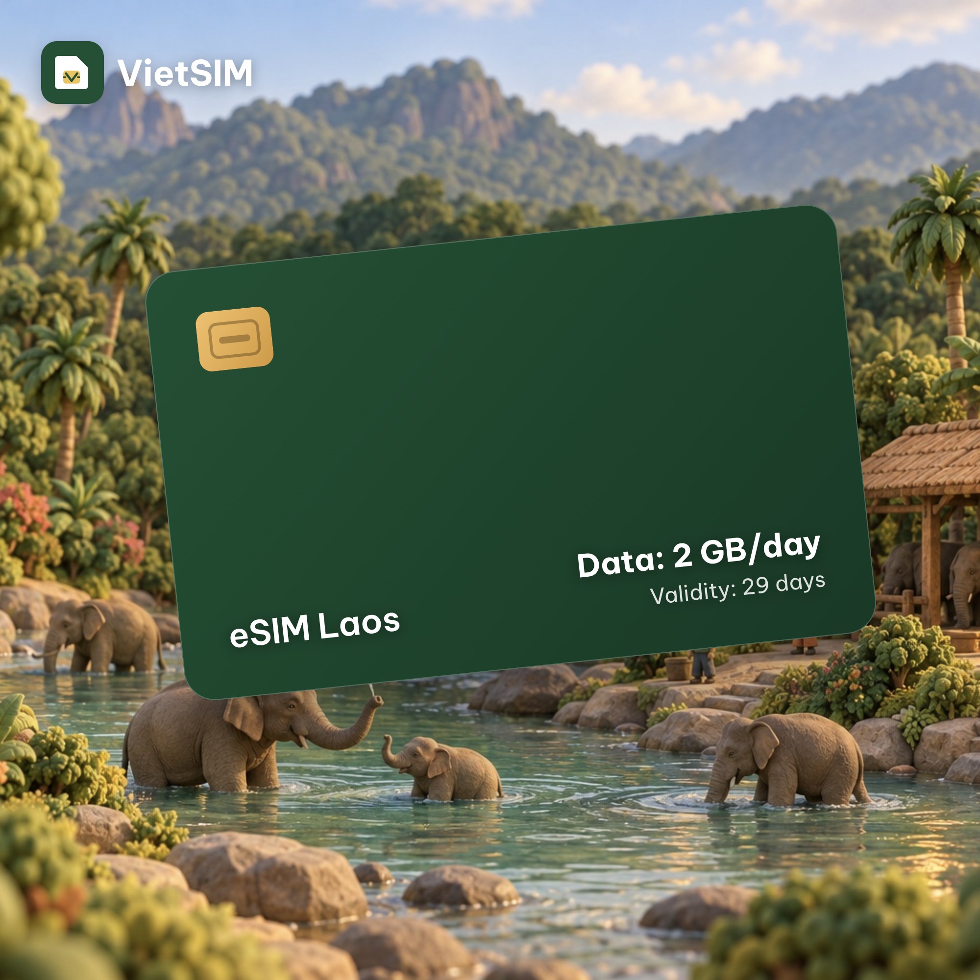 Laos eSIM Daily 2GB 29 days
