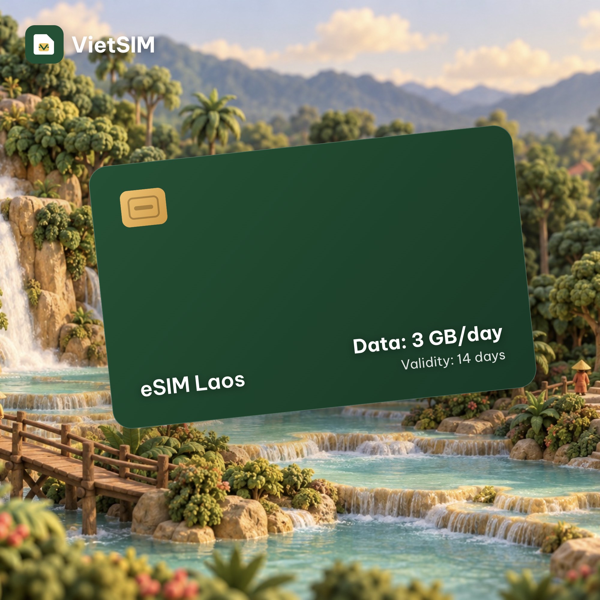 Laos eSIM Daily 3GB 14 days