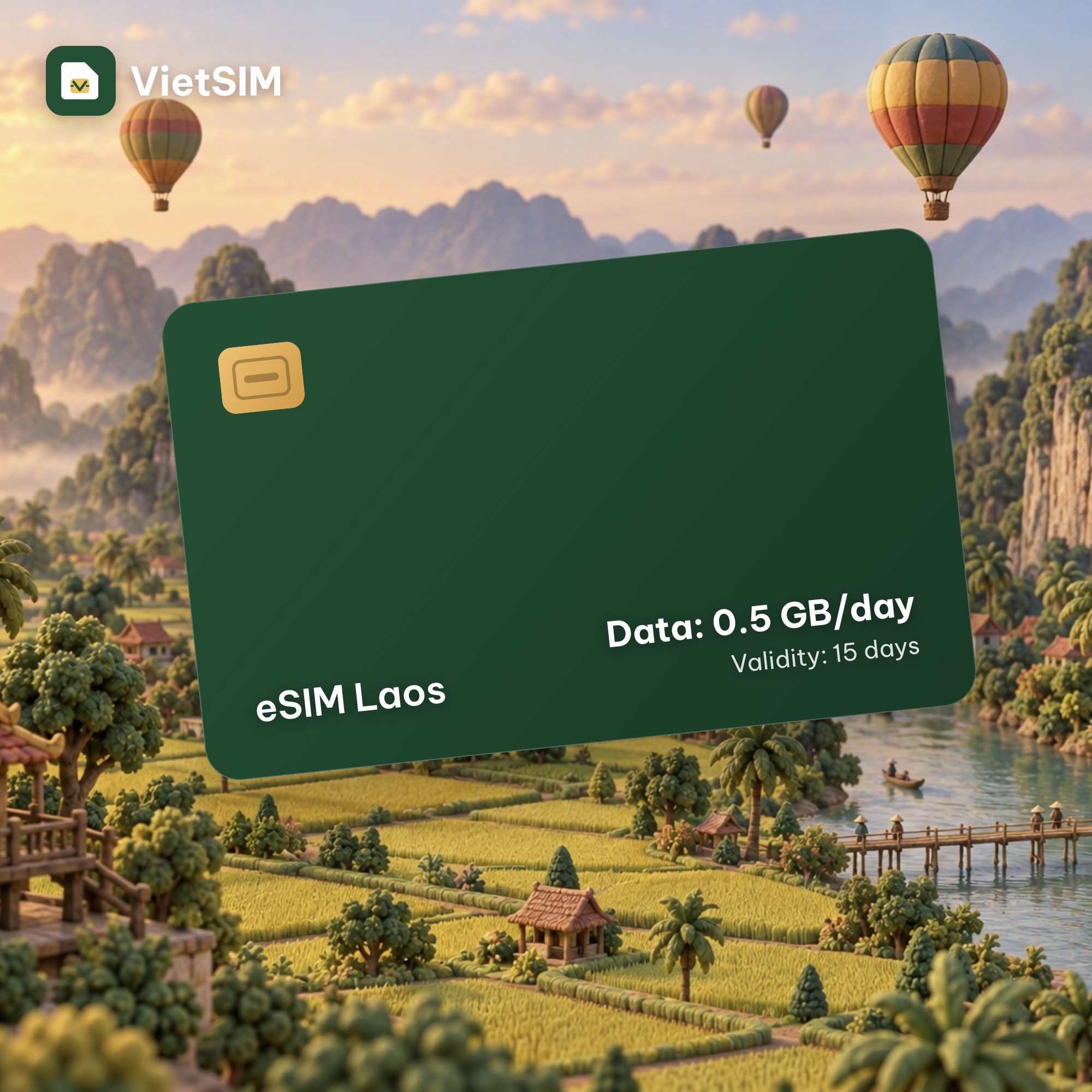 Laos eSIM Daily 500MB 15 days
