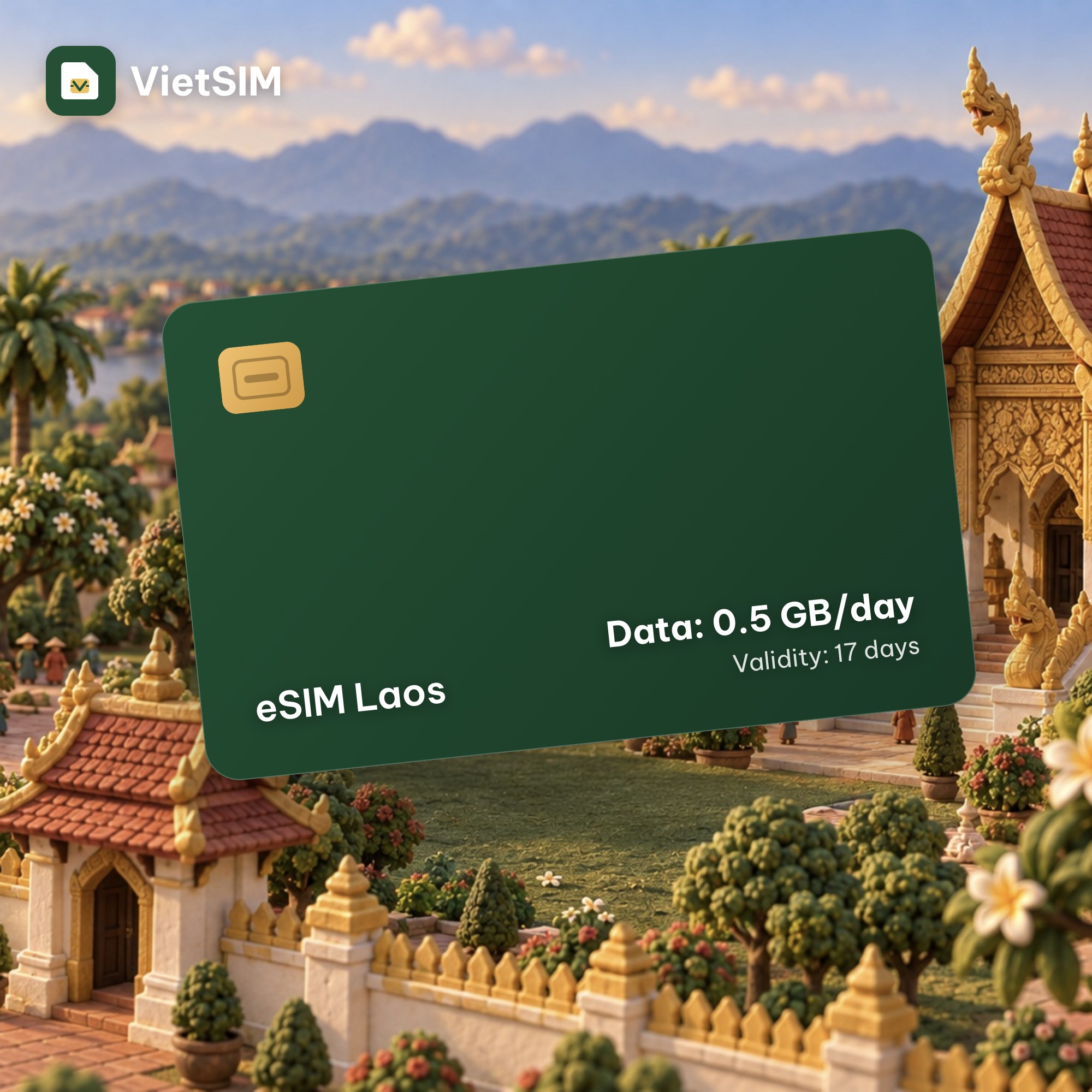 Laos eSIM Daily 500MB 17 days