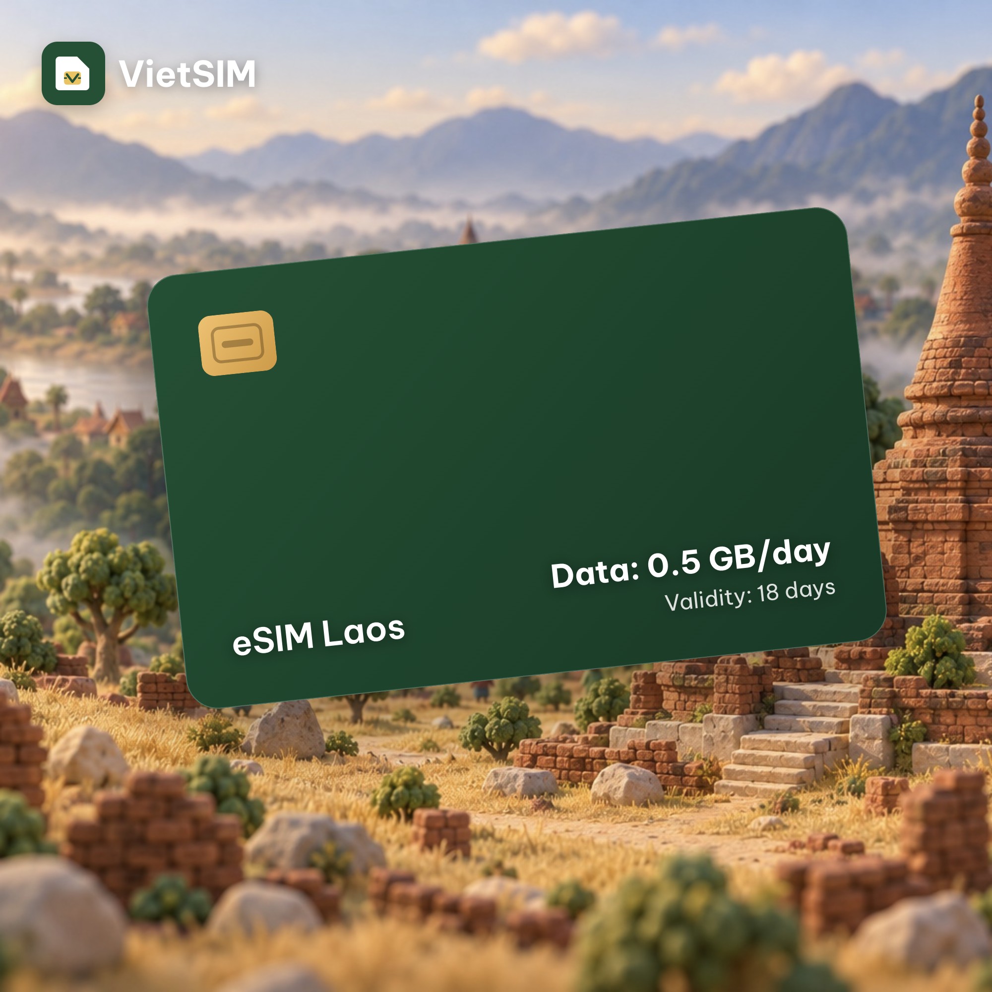 Laos eSIM Daily 500MB 18 days