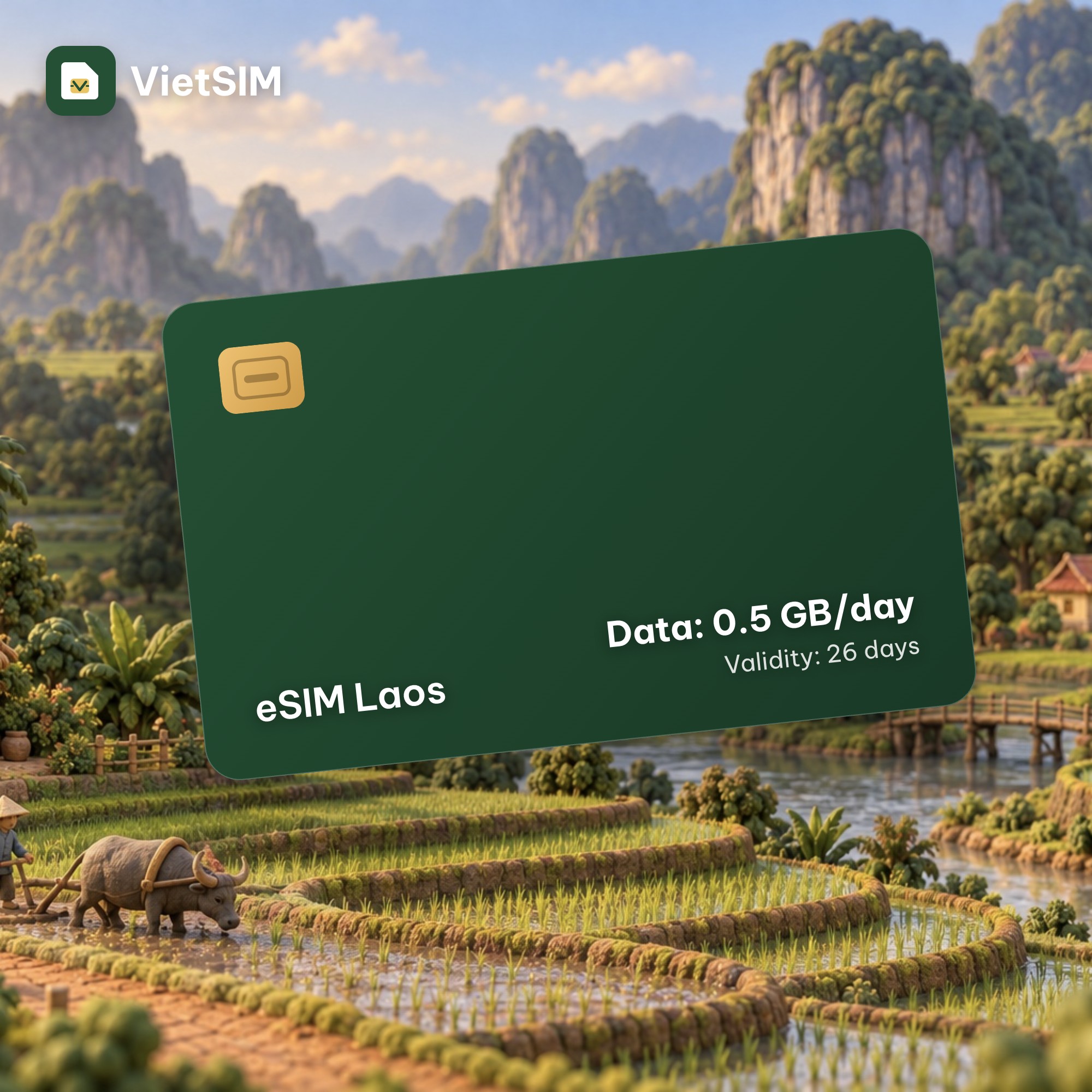 Laos eSIM Daily 500MB 26 days