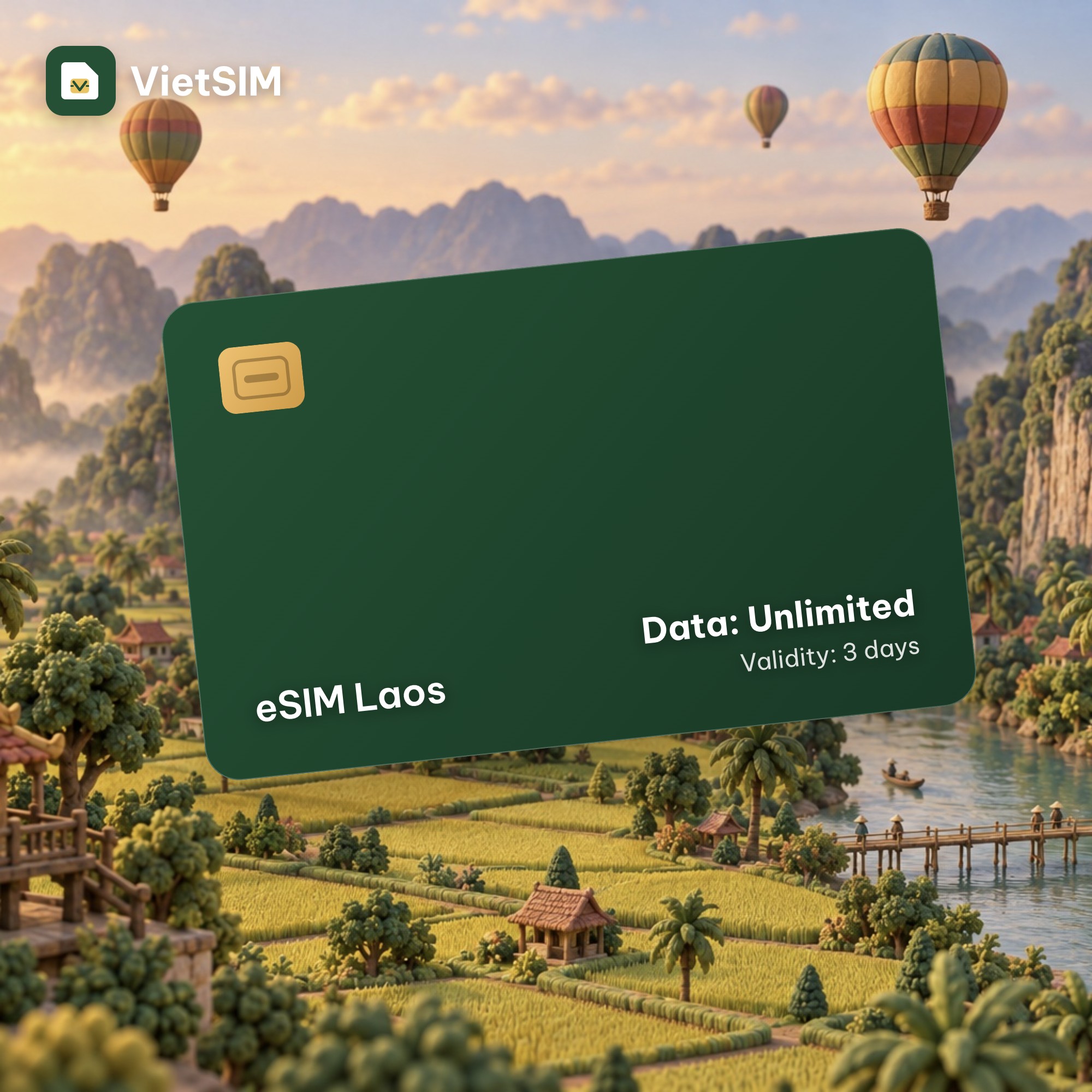 Laos eSIM Unlimited Data 3 days