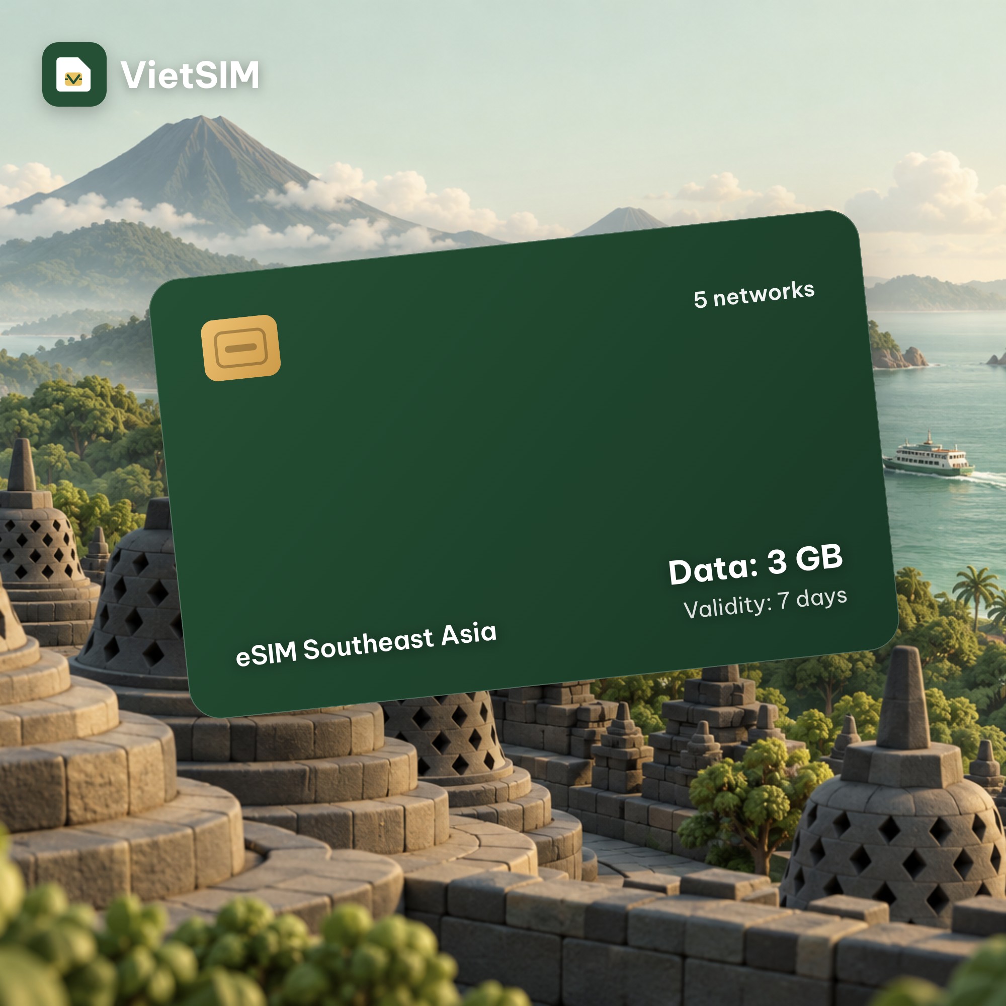 Singapore, Malaysia, Indonesia, Thailand eSIM 3GB, 7 days