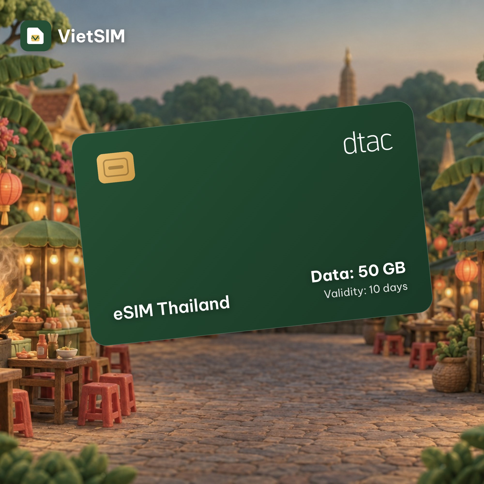 Thailand eSIM DTAC 50GB, 10 days