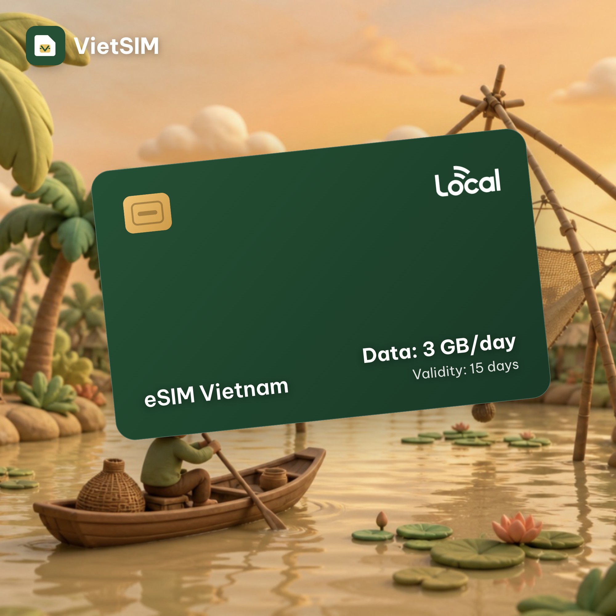 Vietnam eSIM Local (MobiFone) 3GB/day, 15 days + calls