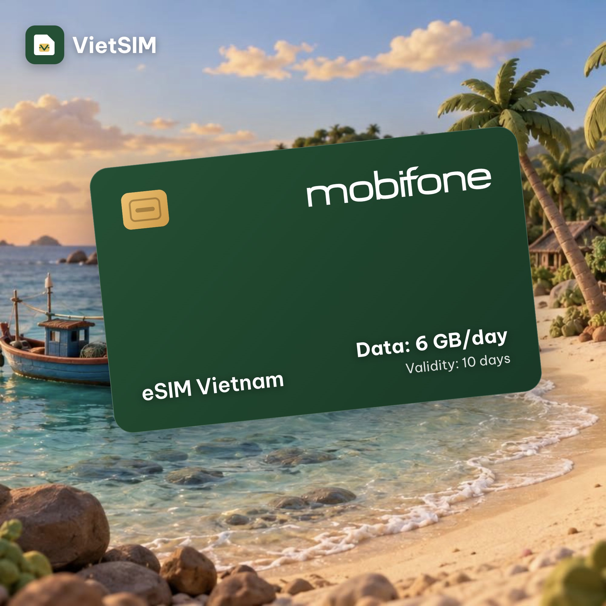 Vietnam eSIM MobiFone 6GB/day, 10 days + calls