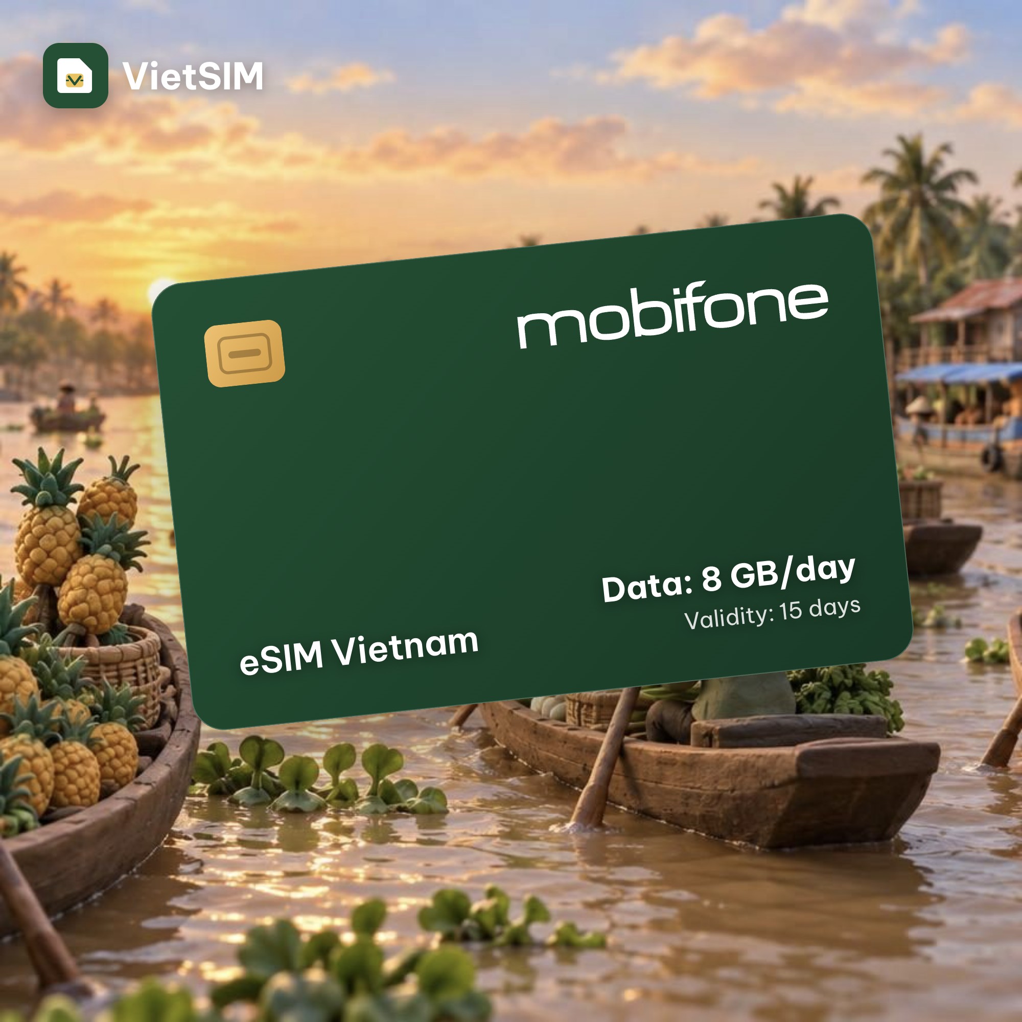 Vietnam eSIM MobiFone 8GB/day, 15 days