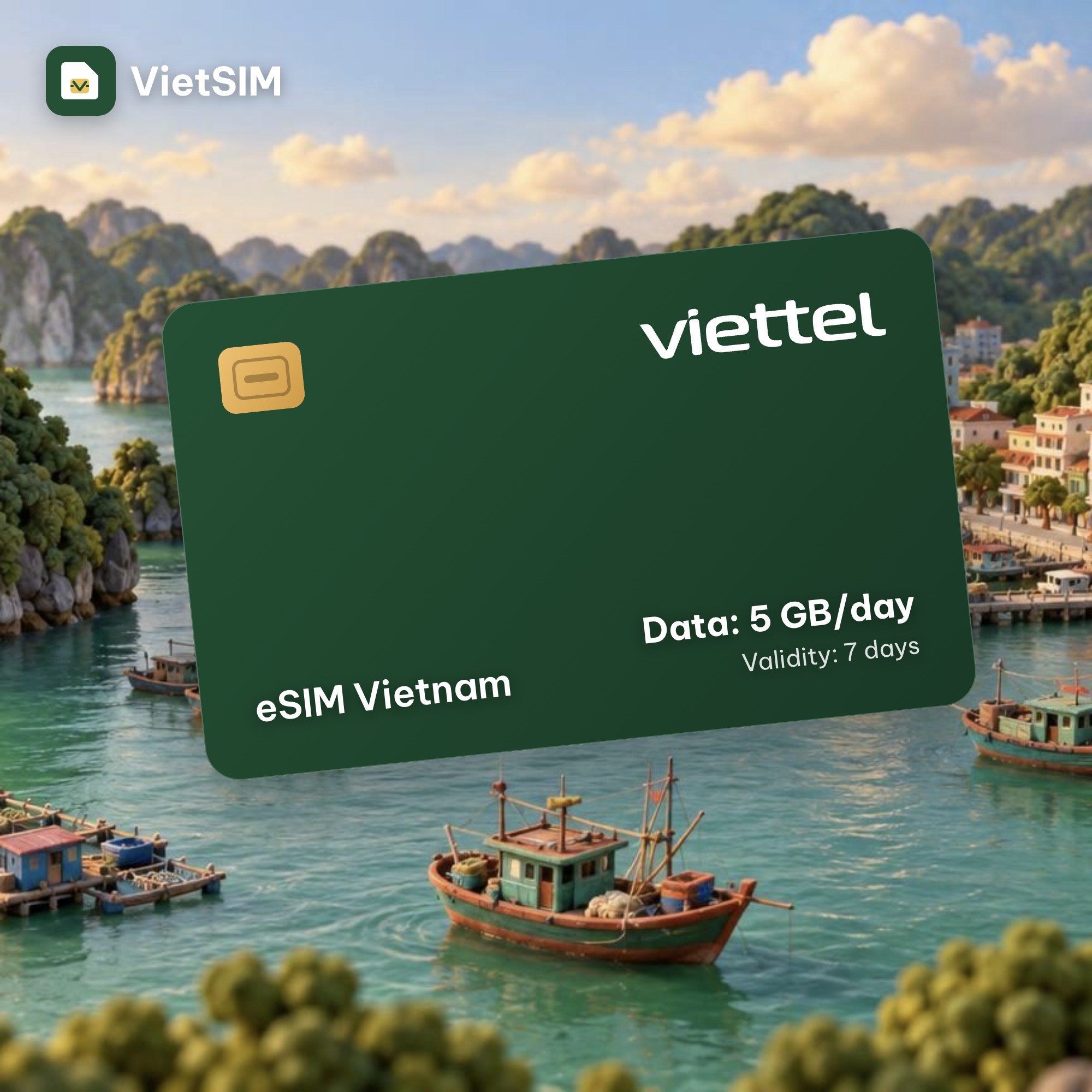 Vietnam eSIM Viettel 5GB/day, 7 days